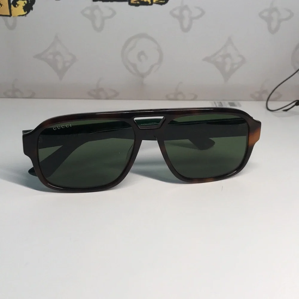 Authentic ✨ Brand New Gucci GG0925S 002 Aviator Sunglasses – Havana Frame with G